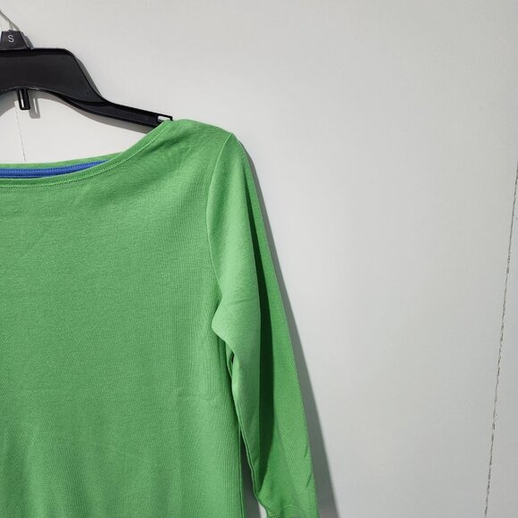 Talbots-The Talbots Tee-Classic Bateau Neck 3/4 Sleeve Green Pima Cotton Small - Picture 4 of 6